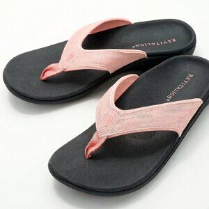 NIB Waco Revitalign Yumi Mettalic Orthotic Thong Sandals Pink Shimmer 12D Wide